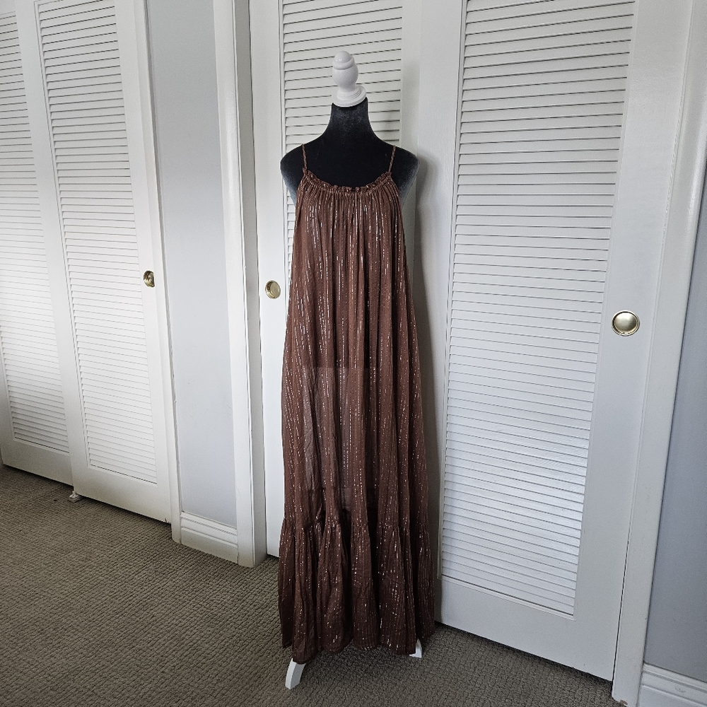 Anthropologie NWT sheer summer dress/ swimsuit cover up. Low scoop back Size L - Picture 5 of 10